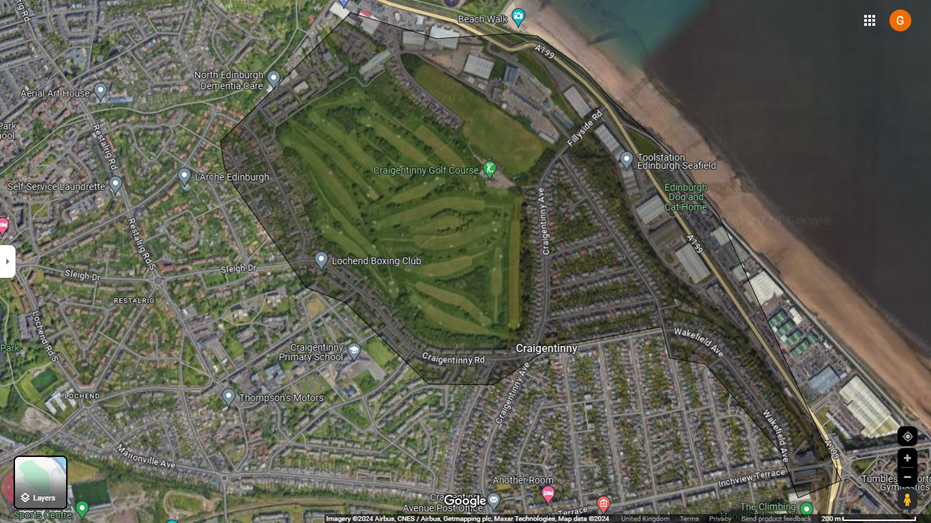 Image showing the proposed firework control zone in Seafield.