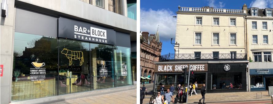 Photographs showing a restaurant and a coffee shop on the ground floor of Princes Street