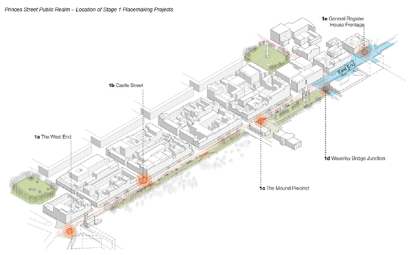 Plan showing the location of the proposed new proposed public seating areas