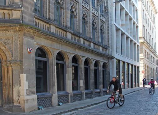 Photograph of redevelopment at West Register Street, highlighting the potential to activate rear lanes with ground floor uses and to renew the public realm.