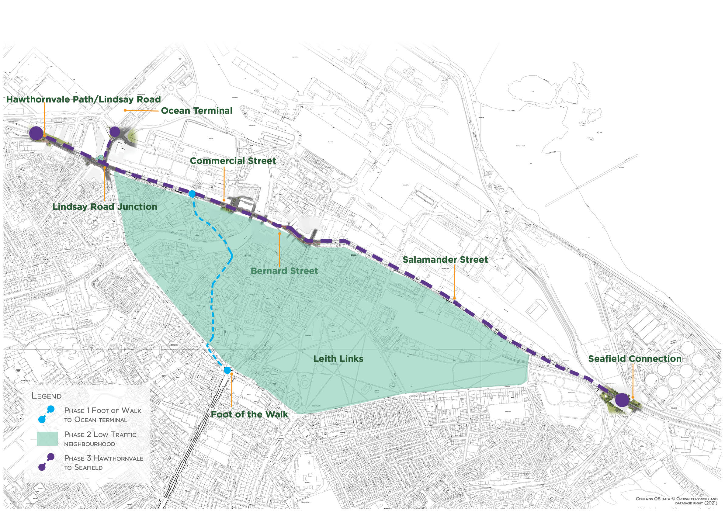 Map of project area with phases shown